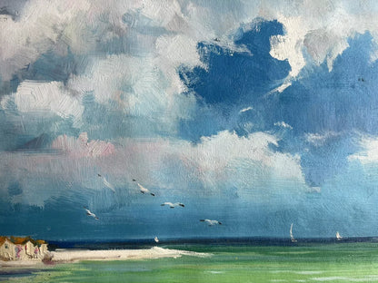 art-decoration-tableau-peinture-huile-toile-paysage-ocean-mer-bateaux