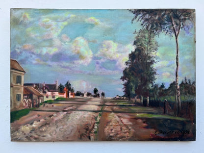 art-decoration-tableau-peinture-huile-toile- d'apres Camille Pissarro Une route à la campagne