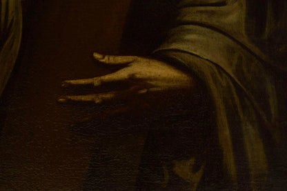 Tableau du 17/18ème Jh. "Christ à la croix à l'ombre de la souffrance", huile