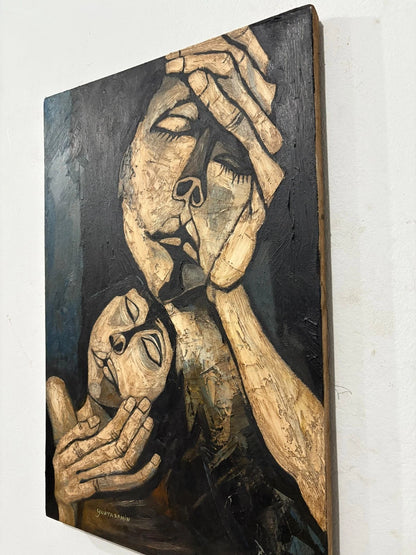 art-decoration-tableau-peinture-huile-toile-moderne-personnages d'apres OSWALDO GUAYASAMÍN