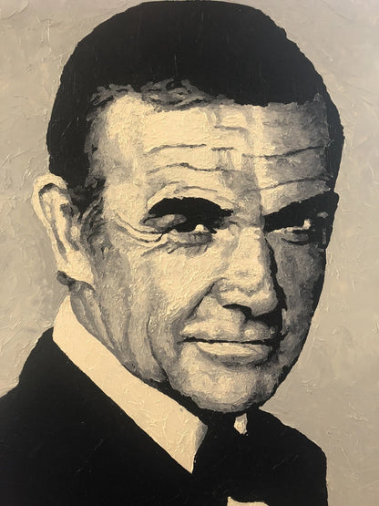 Tableau huile sur toile original noir et blanc Sean Connery as James Bond