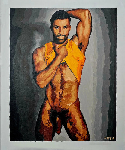 art-decoration-erotique-tableau-peinture-huile-toile-homme-nu-integrale-tbm-tshirt
