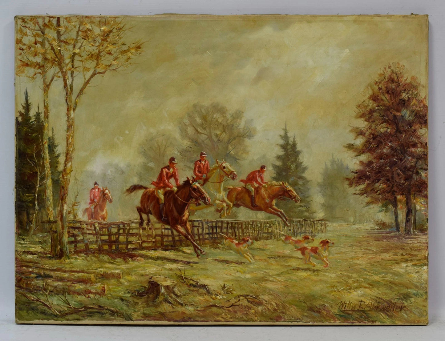 Willy P. Ahrweiler (1905-1987) ARTPRICE, « La chasse », huile, signée, 80 x 60 cm