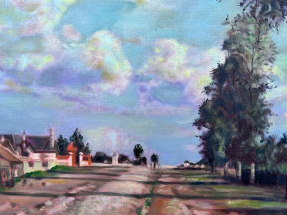 art-decoration-tableau-peinture-huile-toile- d'apres Camille Pissarro Une route à la campagne