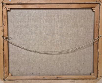 art-decoration-scene-campagne-vache-betail-personnage-lac-peinture-huile-toile