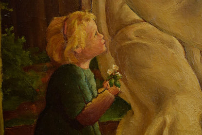 art-decoration-tableau-peinture-huile-toile-Fritz Bantli (1892-1952) ARTPRICE Tableau ancien "Jésus et les enfants", huile