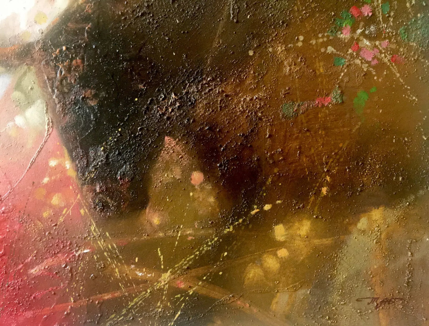art-moderne-scene-corrida-matador-taureau-peinture-huile-toile