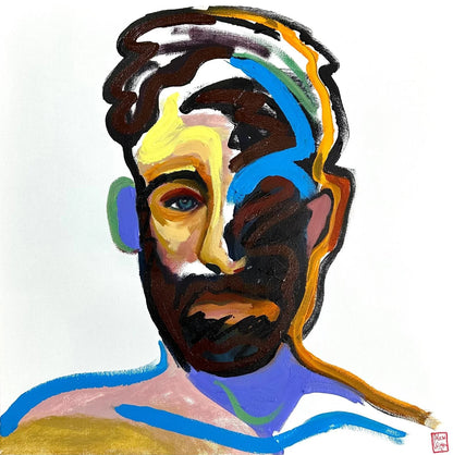 art-decoration-tableau-peinture-moderne-huile-toile-portrait-masculin-homme-barbu-moderne