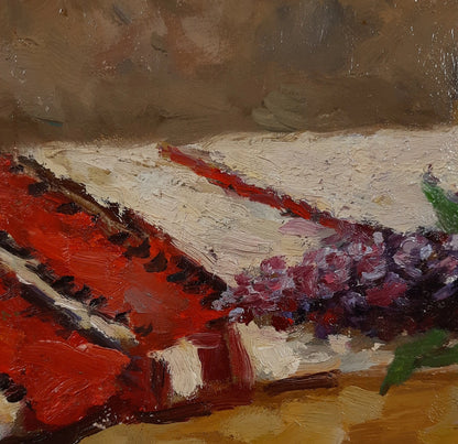 art-nature-morte-floral-fleur-lilas-peinture huile panneau