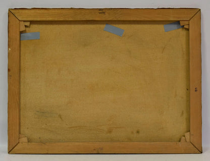 Vers 1950 Tableau ancien, Paysage de Venise ensoleillée, huile, signé 80,5x61 cm