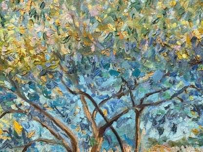 art-decoration-tableau-peinture-huile-toile-paysage-marin-arbre-d'après Monet