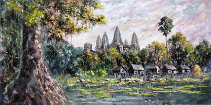 art-decoration-tableau-peinture-huile-toile-temple- Angkor -cambodge