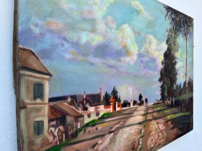 art-decoration-tableau-peinture-huile-toile- d'apres Camille Pissarro Une route à la campagne