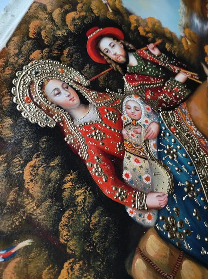 La fuite en Egypte, peinture à l'huile originale, peinte à la main, peinture Cuzco