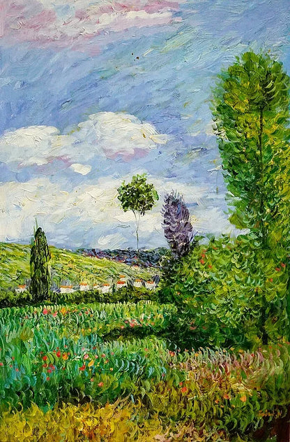 art-decoration-tableau-peinture-huile-toile-paysage-campagne-village