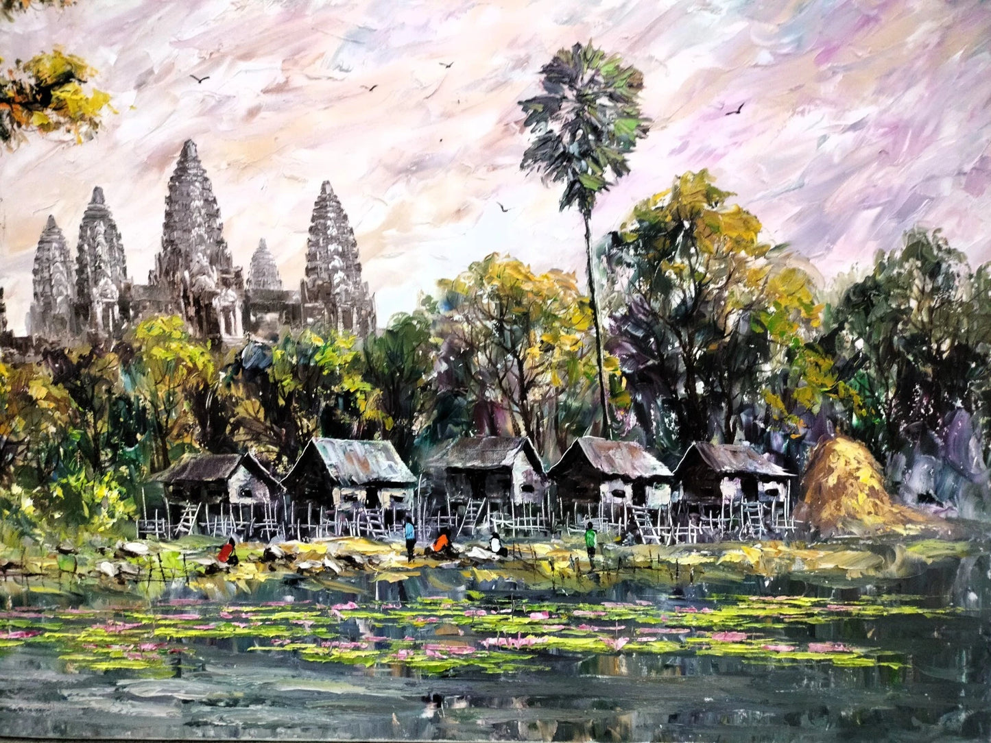 art-decoration-tableau-peinture-huile-toile-temple- Angkor -cambodge