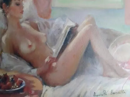 art-decoration-erotique-tableau-peinture-huile-toile-femme-nue-allongée