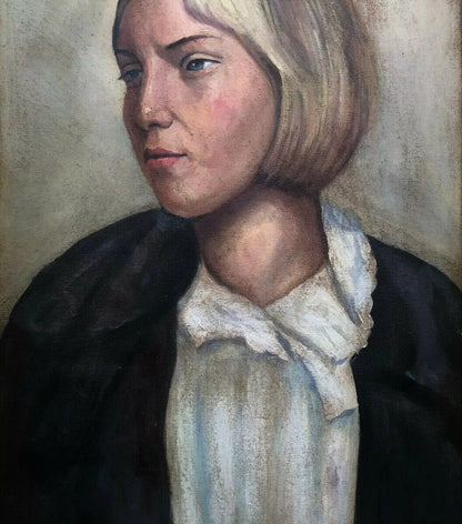 art-decoration-tableau-peinture-huile-toile-portrait-feminin-femme-blonde-pensive