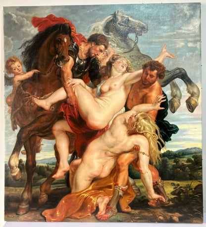 art-L'Enlèvement des filles de Leucippe-inspirée de Rubens-peinture-huile-toile-large