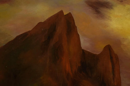 Tableau ancien, paysage marin, huile, monogrammé, 81 x 61,5 cm