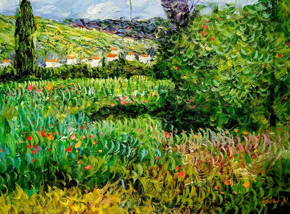 art-decoration-tableau-peinture-huile-toile-paysage-campagne-village
