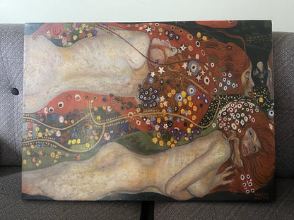art-decoration-tableau-peinture-huile-toile-portrait-feminin-femme-nues-à la manière de Klimt