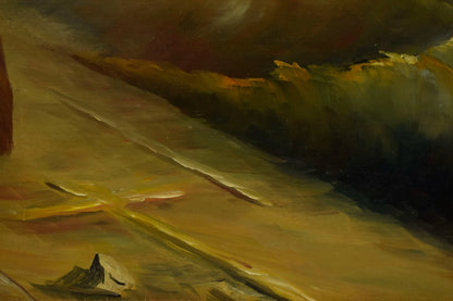 Tableau ancien, paysage marin, huile, monogrammé, 81 x 61,5 cm