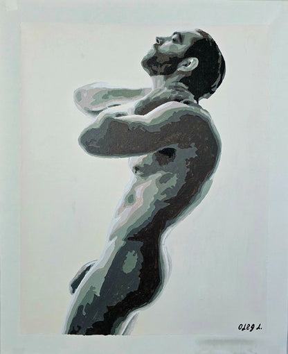 art-decoration-tableau-peinture-huile-toile-portrait-homme-nu-male-tbm-intégrale-MEETING LIGHT