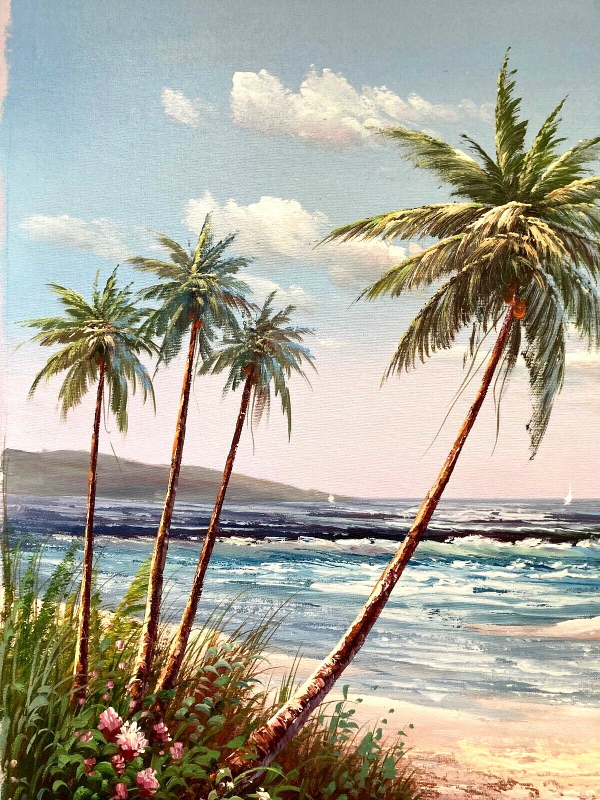 art-decoration-tableau-peinture-huile-toile-paysage-Plage des Caraïbes