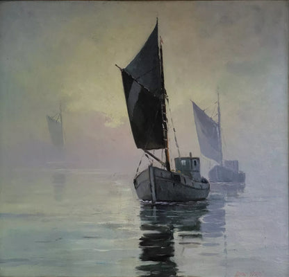 Tableau huile. Einar Gross (1895-1960) : « Aux premières lueurs de l’aube »