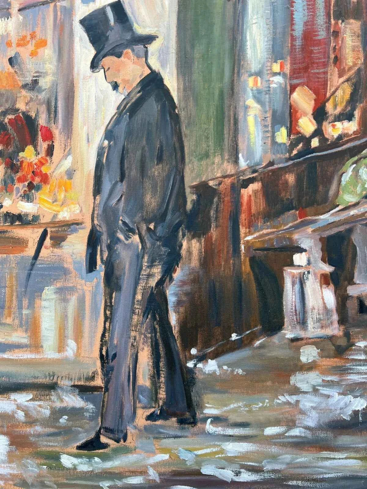 art peinture huile sur toile personnage homme en fraque et chapeau haut de forme d'après Manet