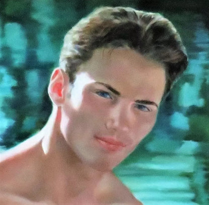 Portrait à l'huile John C. Henry peinture d'un jeune homme nu gentleman