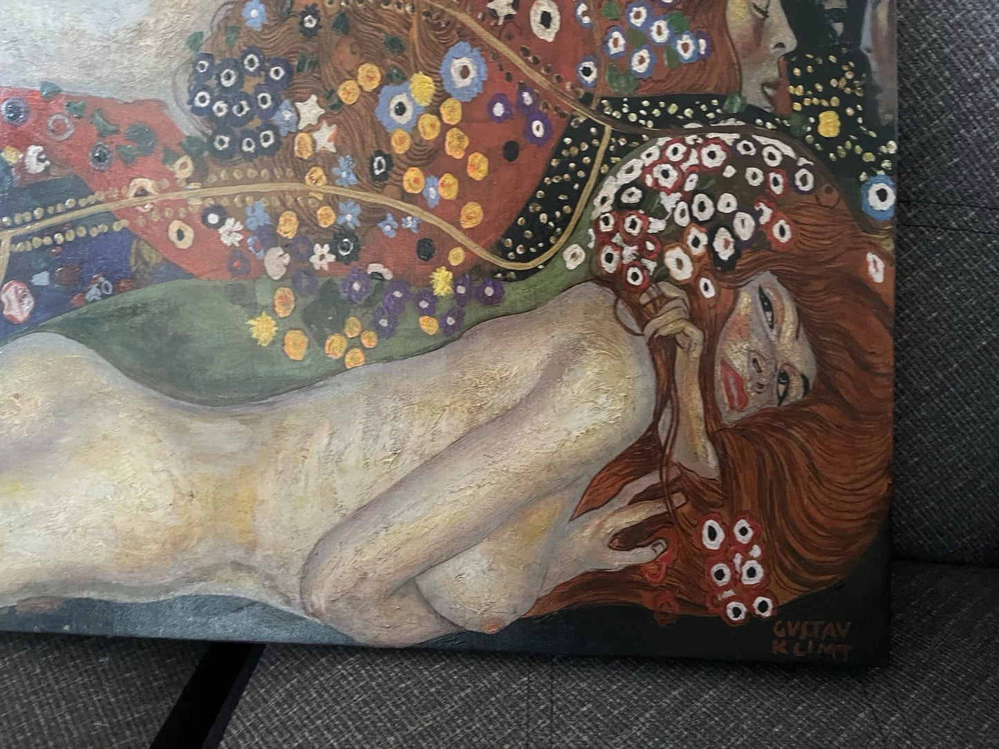 art-decoration-tableau-peinture-huile-toile-portrait-feminin-femme-nues-à la manière de Klimt