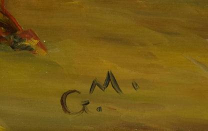 Tableau ancien, paysage marin, huile, monogrammé, 81 x 61,5 cm