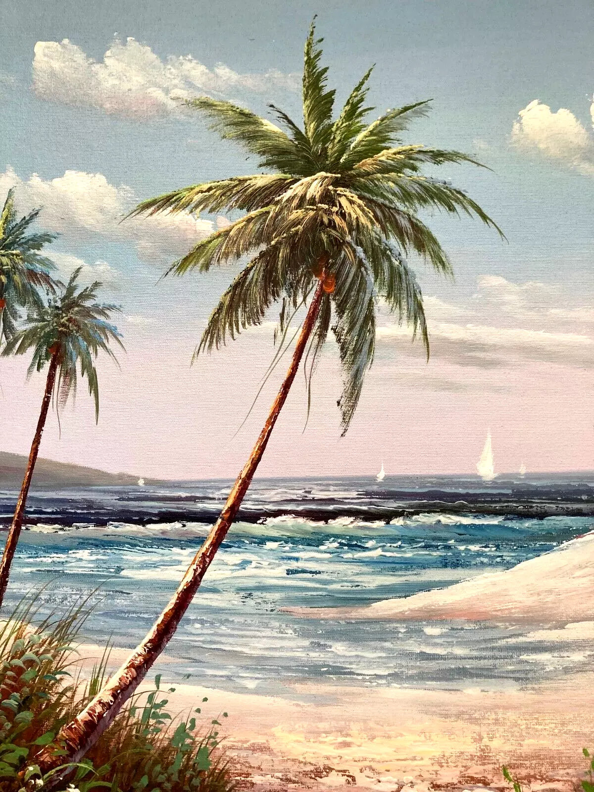 art-decoration-tableau-peinture-huile-toile-paysage-Plage des Caraïbes