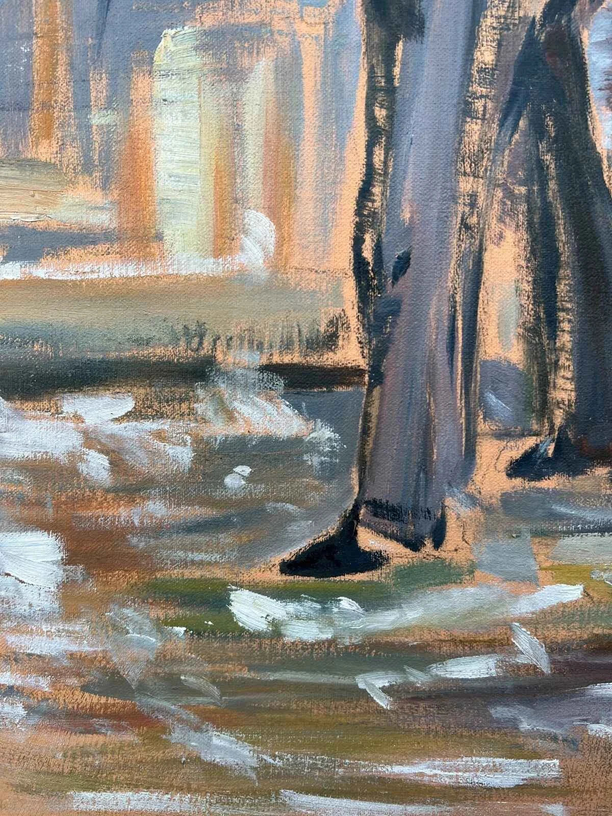 art peinture huile sur toile personnage homme en fraque et chapeau haut de forme d'après Manet