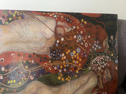 art-decoration-tableau-peinture-huile-toile-portrait-feminin-femme-nues-à la manière de Klimt