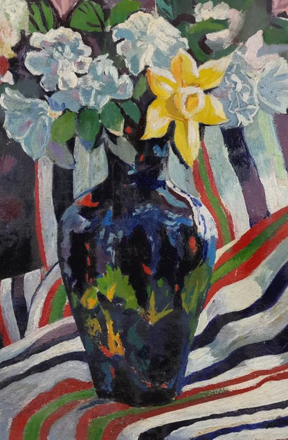 art-nature-morte-floral-fleurs-vase-peinture huile panneau