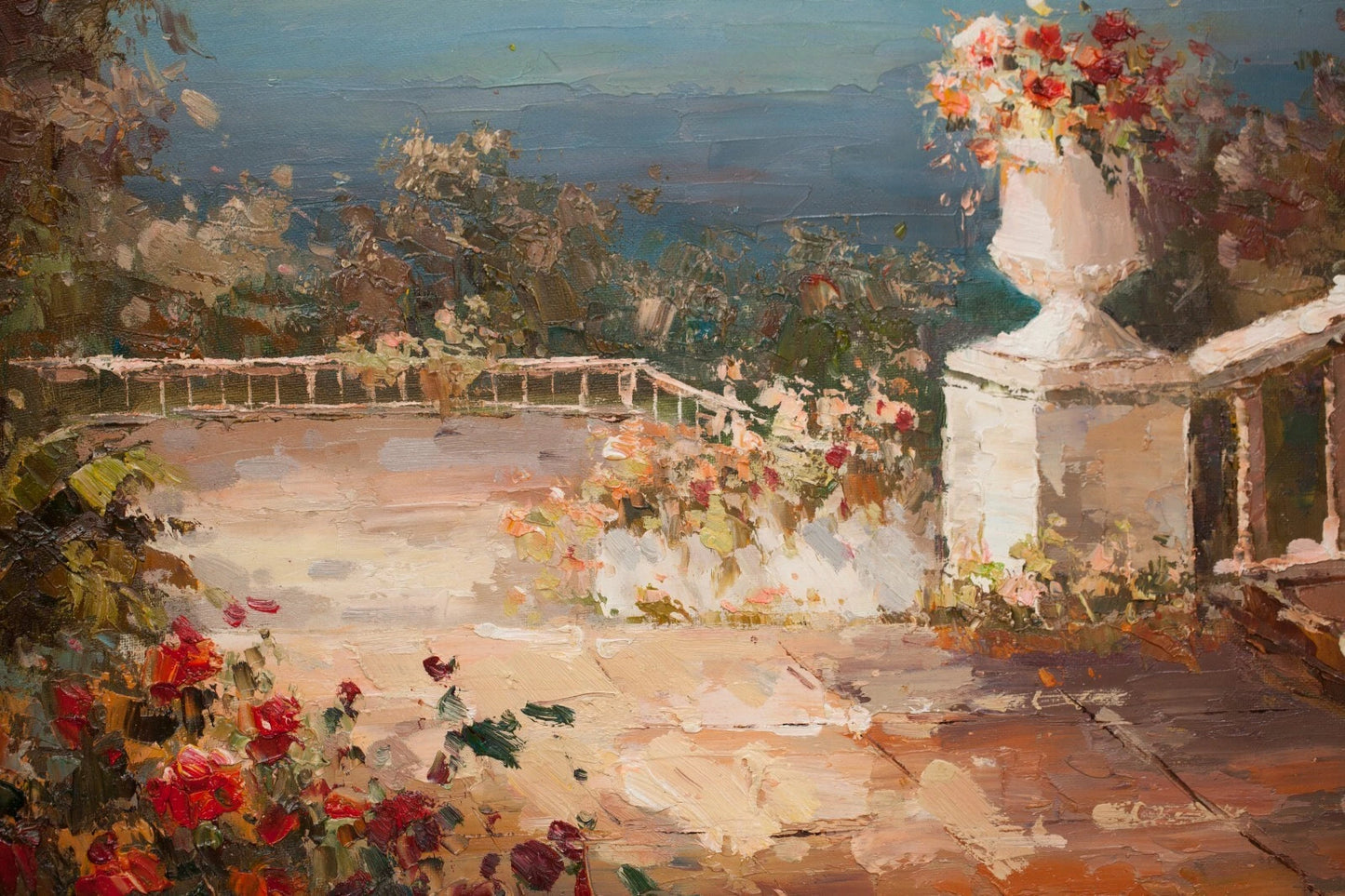 "Maison de plage espagnole", Impressionnisme originale huile sur toile