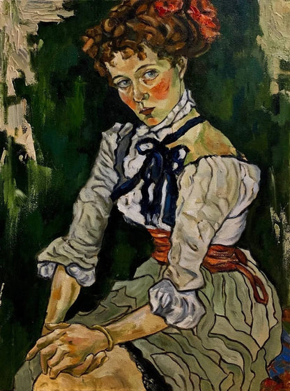 ORIGINAL peinture à l'huile sur toile PORTRAIT DE FEMME modernisme