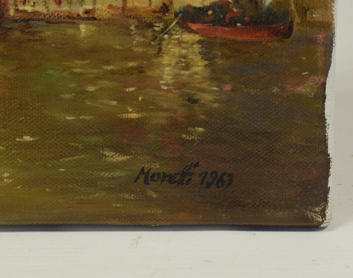 1963, Tableau ancien, "Panorama de Venise", huile, signé