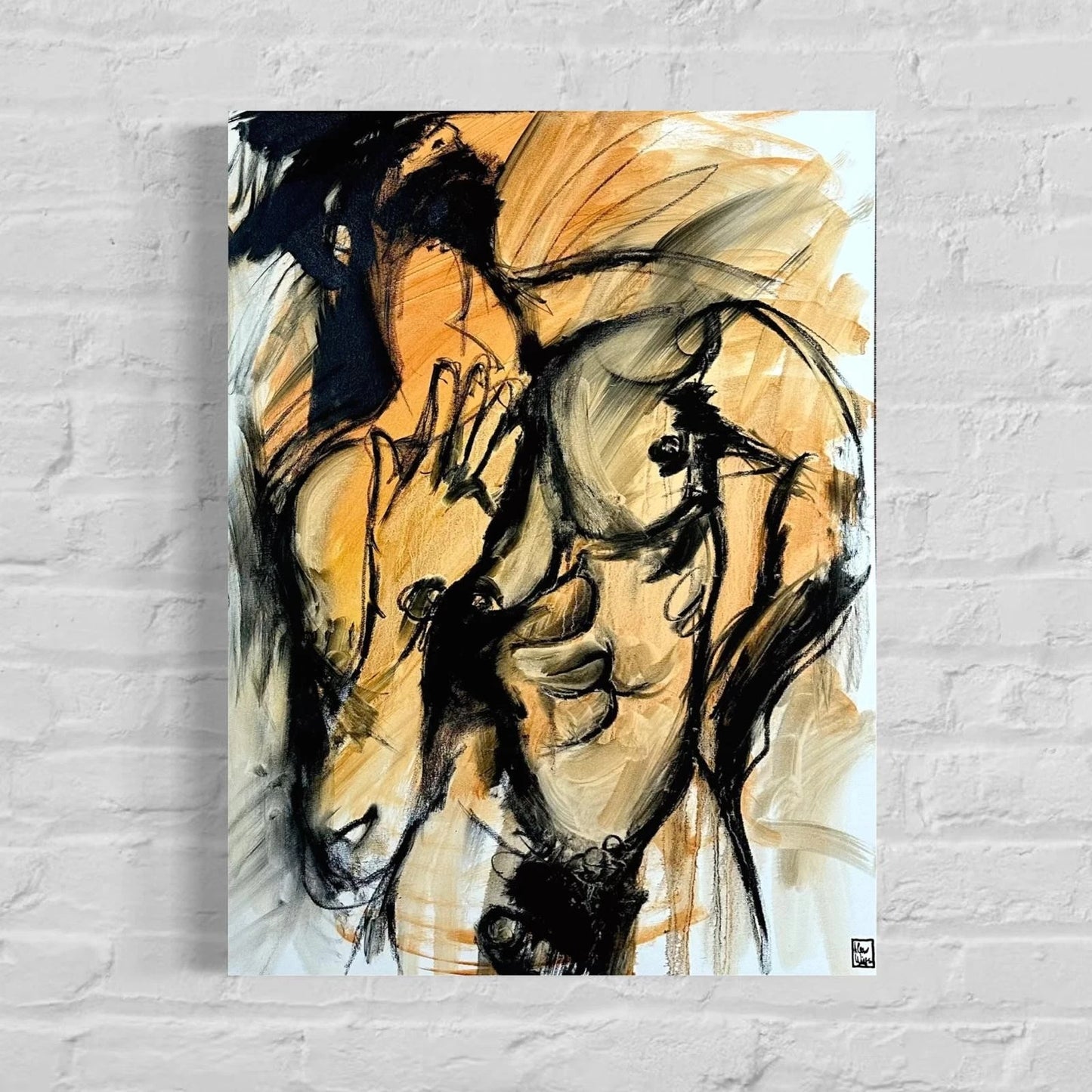 art-decoration-tableau-peinture-huile-toile-abstrait-portrait-masculin-male-homme-nu-