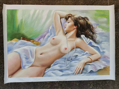 art-decoration-tableau-peinture-huile-toile-portrait-feminin-femme-nue-endormie