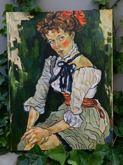 ORIGINAL peinture à l'huile sur toile PORTRAIT DE FEMME modernisme