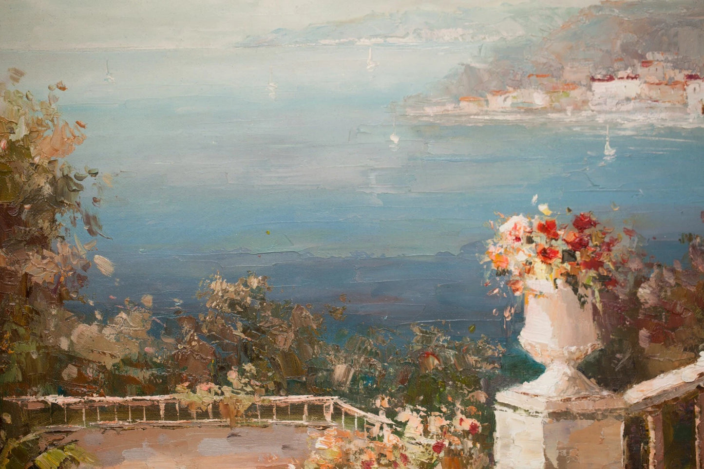 "Maison de plage espagnole", Impressionnisme originale huile sur toile