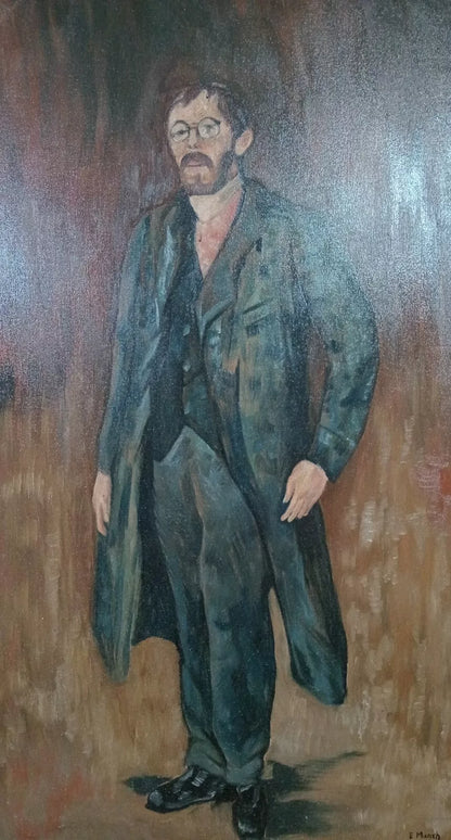 art-moderne-autoportrait-inspirée de munch-peinture-huile-toile-cadre