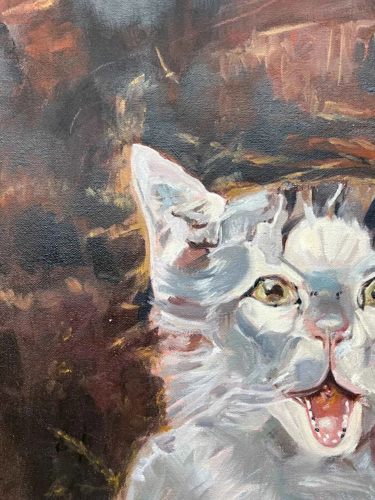 art animal peinture huile sur toile chaton d'après Lautrec