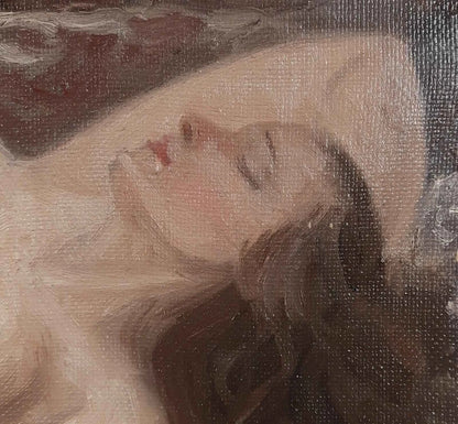 art-érotique-peinture-huile sur toile-originale-femme-endormie-nue