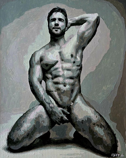 art-decoration-tableau-peinture-huile-toile-portrait-masculin-gay-homme-nu