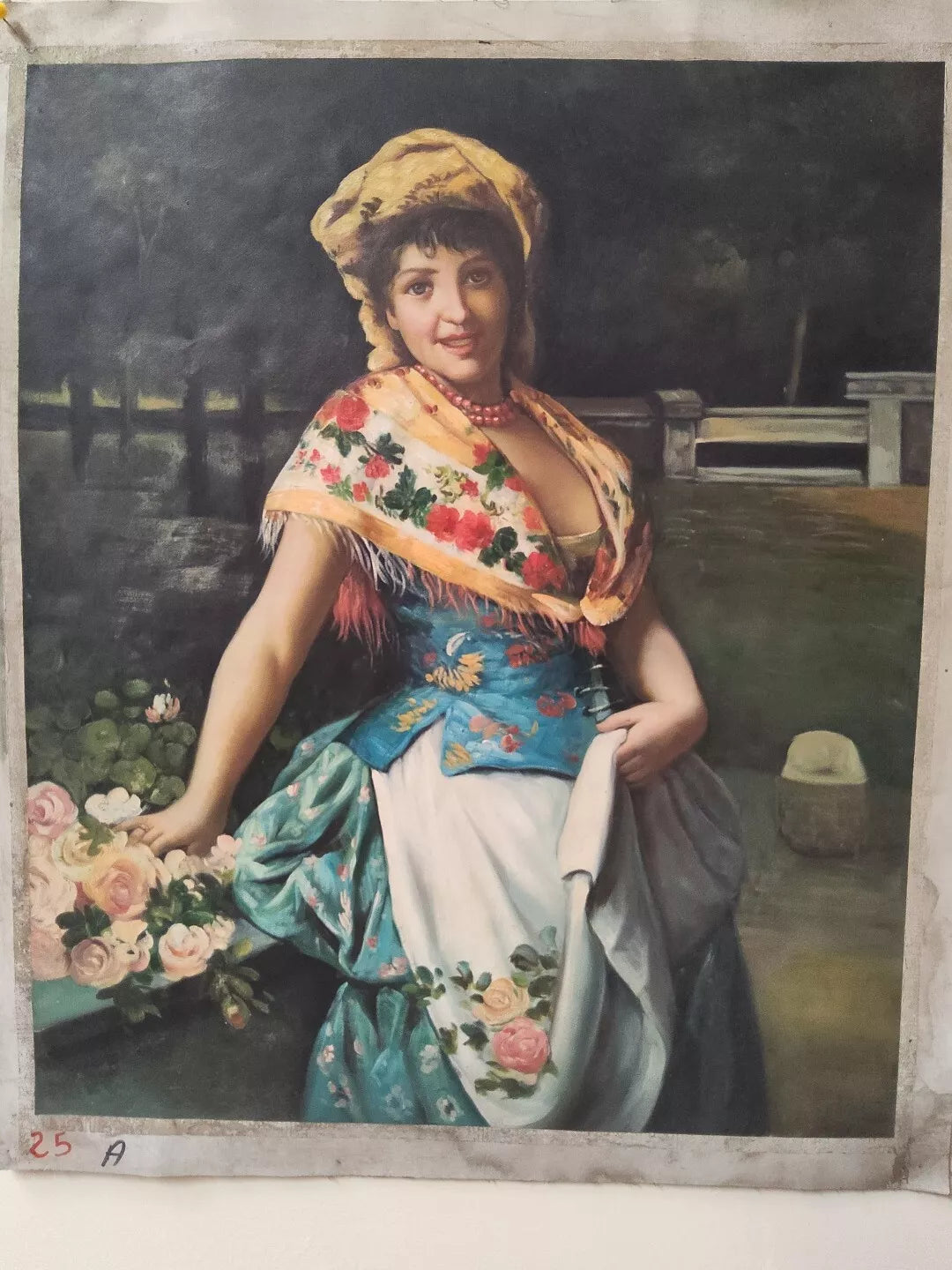 art-portrait-jeune-femme-fleurs-peinture-huile-toile